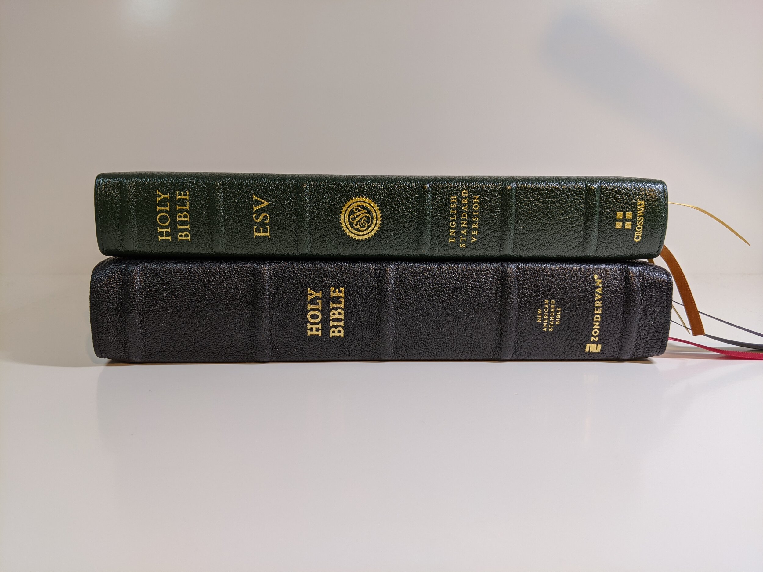  top - ESV Heirloom Legacy bottom - Zondervan SCR 