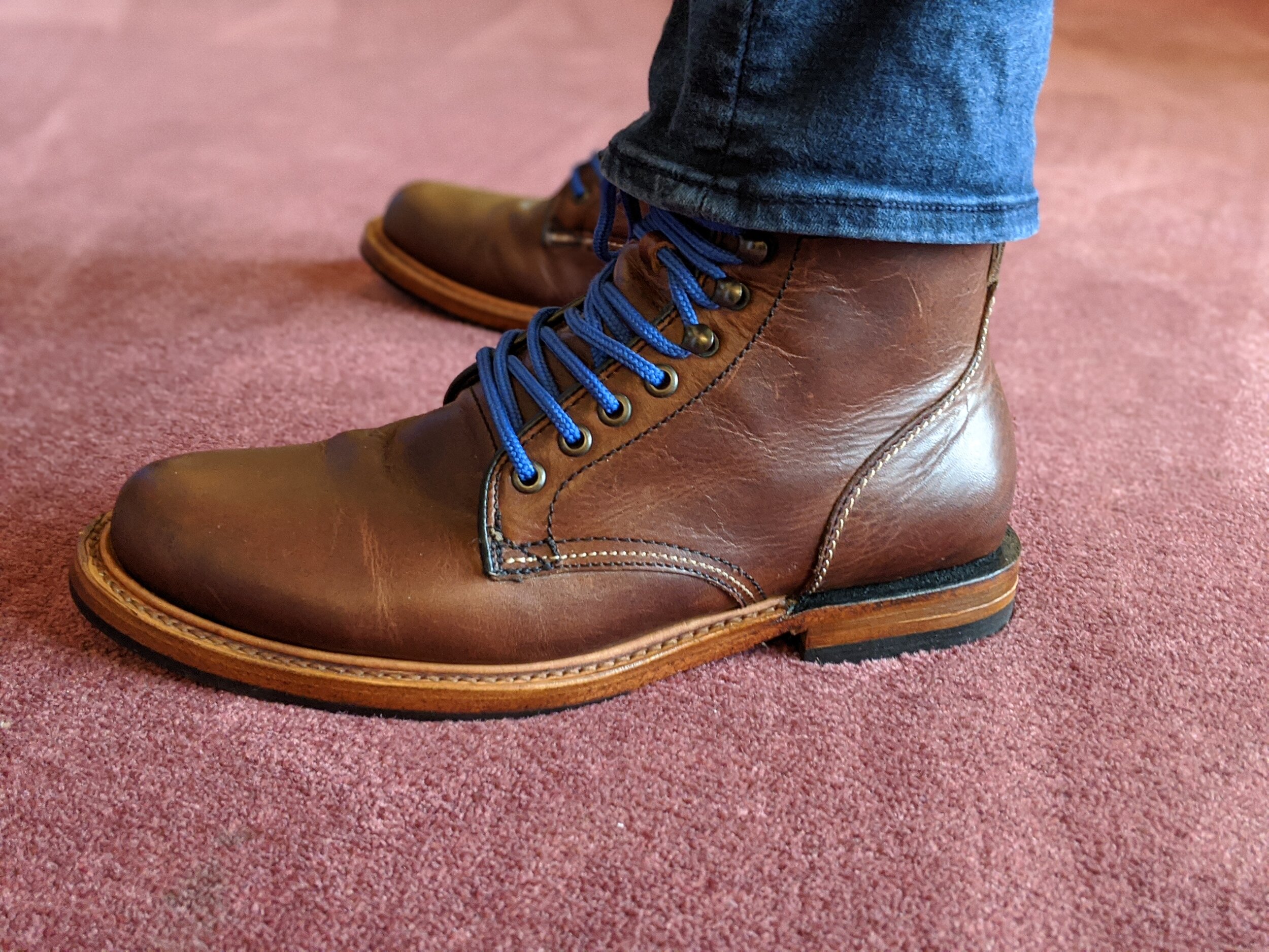 I swapped the laces for some longer blue ones and really liked them.