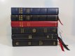  top to bottom: blue Topaz, black Topaz, red calfskin Topaz, Crossway ESV Verse-by-Verse, Zondervan NASB Preacher’s Bible, and the Holman CSB Verse-by-Verse 