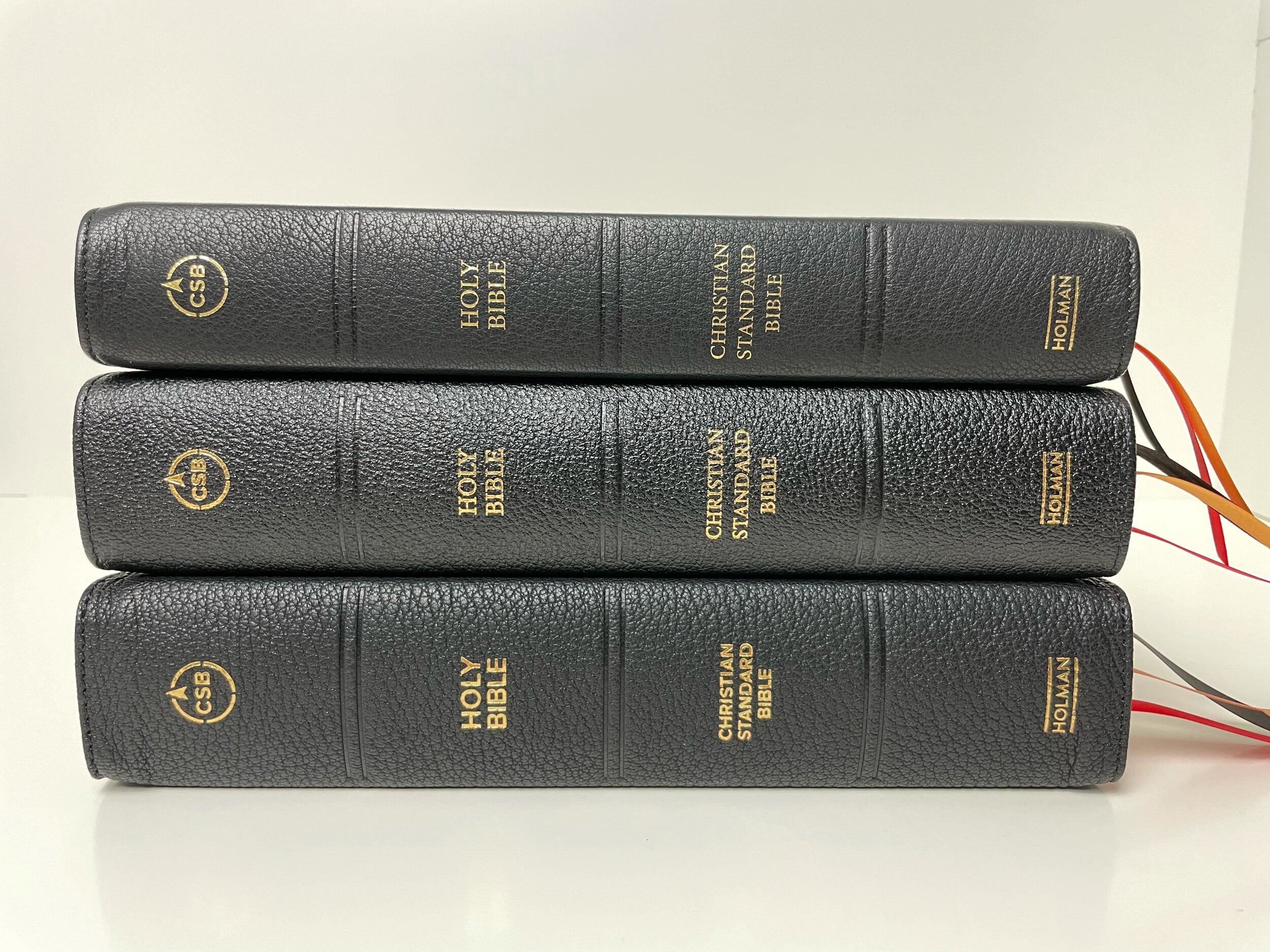 Top to Bottom: CSB VbV, CSB Single Column, CSB Ancient Faith Study Bible